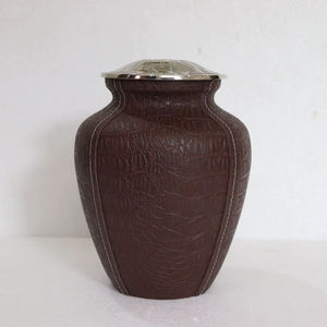 Leather covered cremation <b>urn</b> <b>jars</b> for storing memorable ashes of human , pets and loving beings - Product Image 1