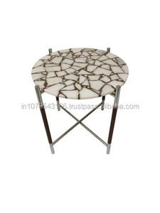 Modern <b>Round</b> <b>Side</b> <b>Table</b> with Faux Marble Top and Metal Frame Living Room Furniture Decorative Accent <b>Table</b> - Product Image 3