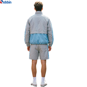Conjunto de Chaqueta y Pantalones Cortos Unisex de Verano, Cortavientos, Personalizado, de Nailon Ligero, con Parches y Rayas, Estilo Deportivo Informal - Product Image 2