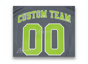 Custom Team American Football Jersey Set Gray Green Sublimated V-Neck Moisture Wicking <b>Mesh</b> <b>Short</b> Sleeve Adult Men's Apparel - Product Image 6