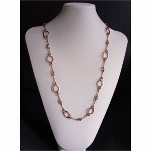 Collar de Cadena Martillada Chapado en Oro Rosa Hecho a Mano, Collar con Eslabones Ovalados Grandes, Joyería Elegante y Minimalista, Logotipo Personalizado - Product Image 1