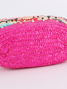 Bolso Tote de Paja con Diseño Bohemio Oceánico, Bordado a Mano y con Cuentas, Bolso de Hombro Tejido - Product Image 6