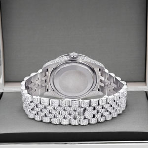 Montre analogique Moissanite méticuleusement faite à la main-Set à 100% mains par des artisans indiens qualifiés, montre Hip Hop Moissanite abordable - Product Image 2