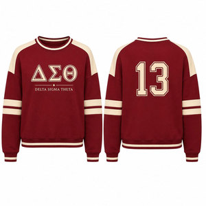 Sudadera Delta Sigma Theta con Cuello Redondo, Color Rojo Crema, Manga Raglán, Unisex, Informal, Tejida, para Otoño - Product Image 1