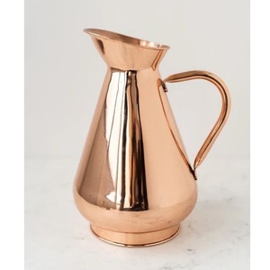 Pichet en cuivre martelé sophistiqué pour la table, carafe en cuivre finition antique pour service de luxe à domicile - Product Image 2
