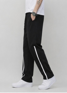 Pantalon de survêtement et jogging en velours côtelé mi-lourd vert olive premium pour homme avec rayures néon et cordon de serrage athlétique - Product Image 3