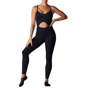 ชุดบอดี้สูทและเลกกิ้งสีดำสำหรับผู้หญิง ชุดบอดี้สูทแขนกุดพร้อมเลกกิ้งเอวสูง ชุดออกกำลังกาย ชุดออกกำลังกายสีดำสุดอินเทรนด์ - Product Image 1