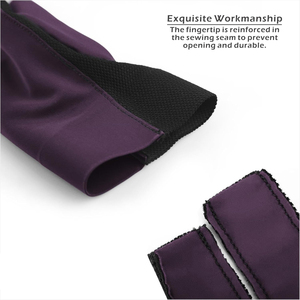 Guantes de snooker de medio dedo, color morado, negro, poliéster, espalda de malla transpirable, unisex, deportivos, para todas las estaciones, fáciles de poner - Product Image 4