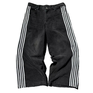 Wholesale Men's Baggy Denim Trousers, Retro Casual Style, Cotton Multi-Pocket Wide Leg Jeans Floor Length - Product Image 1