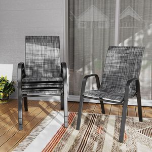 Sedie Ergonomiche da Esterno per Patio con Seduta Larga in Tessuto Teslin, Capacità di Carico 350 Libbre, Telaio in Metallo Impermeabile e Antiruggine - Product Image 2