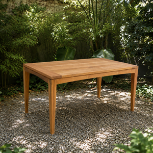 Table à manger carrée en teck McGill Teak Piedra, best-seller, en teck massif, design moderne, durable et écologique, pieds effilés fins - Product Image 4