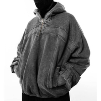 Nouveau design – Sweat à capuche vintage à épaules tombantes, personnalisable, pour homme, avec fermeture éclair intégrale, effet délavé, 100 % brodé