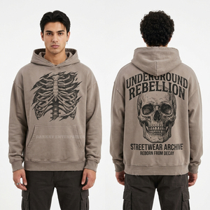 Sweat à capuche bleu à double manche pour homme, imprimé graphique Pirate Bucanier, thème Carte Terra Mortal, pull personnalisé Scurvy Cove Clothing - Product Image 3