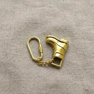 Porte-clés vintage en laiton massif, fait main, en forme de botte dorée, breloque de sac rustique style western, cadeau unique pour homme, porte-clés en métal durable - Product Image 5