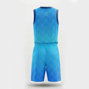 Conjunto de Uniforme de Baloncesto Ekin Impex Azul con Patrón Geométrico, Sin Mangas, Cuello en V, Transpirable y Absorbente de Humedad para Adultos - Product Image 3