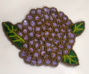 Sous-verre brodé à la main avec perles florales, motif fleur violet et or, sous-verre de luxe pour boissons, décoration de table, cadeau unique - Product Image 1