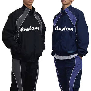 Wholesale Custom Mens Color Block Patchwork Windbreaker Jacket and Nylon Track <b>Pants</b> Set Lightweight windbreak Tracksuit - Product Image 1