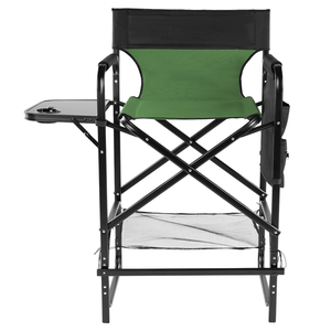 31\" Tall Portable Bar Height Directors Chair with Cup Holder & Side <b>Table</b> <b>Storage</b> 4-Fold <b>Camping</b> Chair and Footrest - Product Image 2