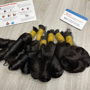 ผมลอนเด้งสีดำแบบเป็นมัด  ผมแท้เวียดนาม 100% ผู้จัดจำหน่ายยอดนิยม - Product Image 6