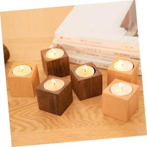 Portavelas cuadrados pequeños de madera al por mayor, ideales para propuestas de matrimonio y regalos de inauguración de casas. - Product Image 5
