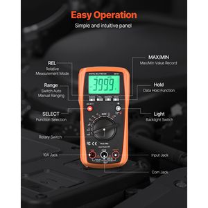 Multimetro Digitale 4000 Conti con Auto-Range TRMS, Tester di Corrente e Tensione AC 600V, Capacità di Misurazione Massima di Corrente, Tensione e Resistenza - Product Image 6