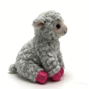 Customized grey sheep plush, curly wool lamb stuffed animal, farm animal plush toy, <b>pink</b> glitter hoof sheep - Product Image 3