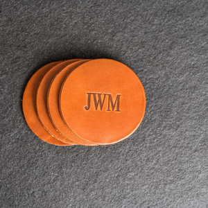 Bulk Genuine Leather Coasters Custom Logo Hot Stamping <b>Square</b> Cup Pad Non-Slip Lightweight Premium Gift <b>Set</b> for Client - Product Image 3