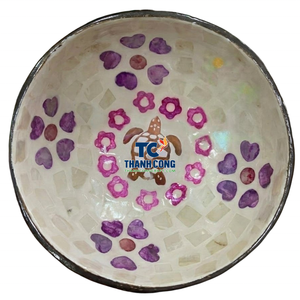 Wholesale <b>Cheap</b> Mother of Pearl COCONUT BOWL Vietnam Supplier Low MOQ Hand Crafted Shell Inlay Coconut Bowl Souvenir <b>Gift</b> Market - Product Image 1