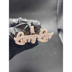 Iced Out Script <b>Name</b> Pendant Moissanite Diamond Hip Hop <b>Necklace</b> Rose Gold <b>Custom</b> Bling Jewelry Gift - Product Image 1