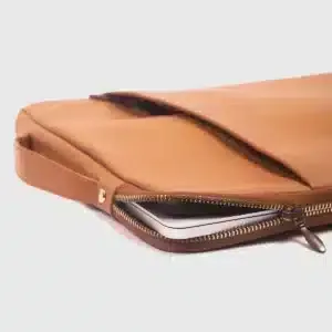 Modern Tan Slim Leather Laptop Sleeve Premium Handmade Business Laptop Bag with Elegant Professional Design - Product Image 4
