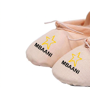 Zapatos de ballet suaves MBAANI para mujer, calzado plano de lona para entrenamiento de baile con correas elásticas y suela de goma - Product Image 2