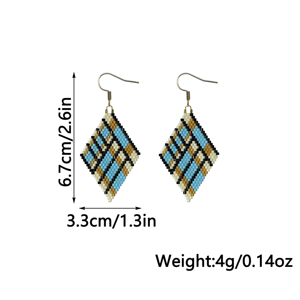 Pendientes de Estilo Geométrico Tejidos a Mano con Cuentas de Vidrio para Fiestas y Moda por MD HANDICRAFTS - Product Image 4