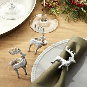 Servilletero de aluminio sólido, servilletero de Reno pulido de níquel, elegante vajilla de Navidad para bodas y vacaciones - Product Image 4