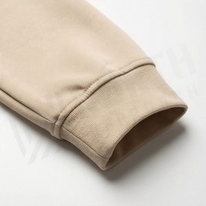 Survêtement beige pour homme avec fermeture éclair intégrale, col montant et poches latérales, vêtements de sport décontractés, tenue d'automne, coupe classique, couleur unie - Product Image 6