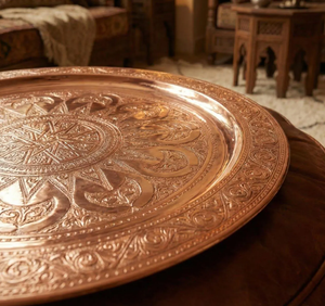 Bandeja Redonda de Metal Sólido con Textura de Cobre, Decoración para el Hogar, Artículo para Regalo, Bandeja Decorativa, Bandejas para Servir en Bodas - Product Image 5