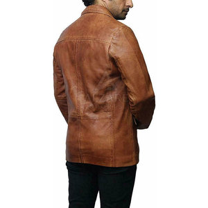 Blazer de Cuero Formal Premium con Superficie Lisa y Estilo Profesional para Hombre - Product Image 5