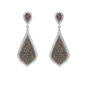 2.69 Cttw Round Cut Natural White & Blue Diamond Drop Dangle <b>Earrings</b> for Womens in 925 Sterling Silver, Prong Set Screw <b>Back</b> - Product Image 1