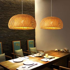 <span class=keywords><strong>Lampadario</strong></span> a sospensione artigianale in bambù, rotondo, con attacco E27, per sala da pranzo, moderno, a LED, intrecciato e cavo. - Product Image 6