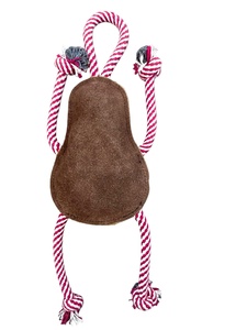Jouet à mâcher pour chien en suède mignon en forme d'arachide avec cordes rouges et blanches pour les bras et les pattes, durable pour jouer en intérieur, jouets écologiques en cuir pour chiens, attrayants - Product Image 4