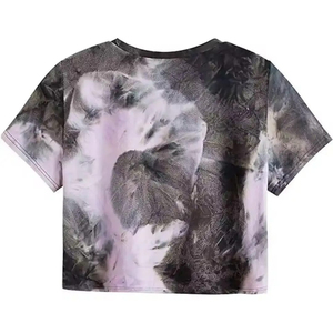 Camiseta Corta Personalizada para Mujer, Estilo Vintage, Lavado Ácido, Tie Dye, Manga Corta - Product Image 2