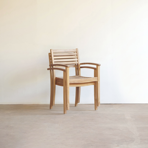 Outdoor Garden <b>Dining</b> <b>Chair</b> Slatted Armchair <b>Teak</b> Look Transitional Design Patio Seating Backrest Villa Events Park Kitchen - Product Image 5