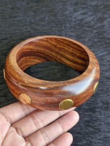 Vintage Style Handcrafted Wooden Boho Style <b>Resin</b> Inlay Lightweight Women's Bangle Bracelet - Product Image 3