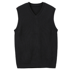 Chaleco de punto sin mangas con cuello en V de algodón para hombre, color liso, estilo empresarial, para invierno, modelo 2026, venta al por mayor - Product Image 2