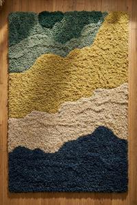 Alfombra de Lana Hecha a Mano de Lujo, Moderna, Abstracta, Antideslizante, de Pelo Medio, con Base de Silicona y Algodón Suave, para el Hogar, Picnic, Dormitorio - Product Image 3