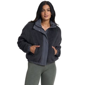 Chaqueta de Forro Polar de Algodón para Mujer, Color Sólido, Manga Larga, Cuello Alto, Cierre de Cremallera, Transpirable, Resistente al Viento, Chaqueta de Invierno - Product Image 2