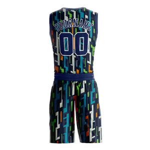 Ensemble d'uniformes de basketball personnalisés, impression par sublimation, nom de l'équipe, numéro 00, unisexe, adulte, polyester, design respirant - Product Image 2
