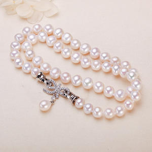 Collar de Perlas de Agua Dulce Casi Redondas de 8 mm de Zhuji Jewelry, Estilo Mariposa, Cadena para Clavícula, el Mejor Regalo - Product Image 3