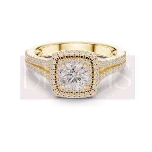 Anillo de oro rosa con doble halo de diamantes cultivados en laboratorio, corte brillante redondo para mujer, estilo clásico, ideal para regalo y fiestas, venta al por mayor. - Product Image 3