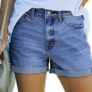 Shorts en jean décontractés pour femmes à taille mi-haute, style streetwear d'été, tissu extensible respirant, écologique, séchage rapide, adapté aux activités de plein air - Product Image 6