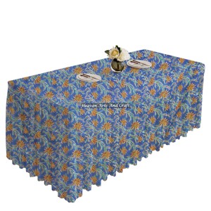 Customs Block Printed 100% Cotton Hand Block Print Pleated Tablecloths Rectangle Custom <b>Linen</b> <b>Table</b> <b>Cloth</b> From India Jaipur - Product Image 1